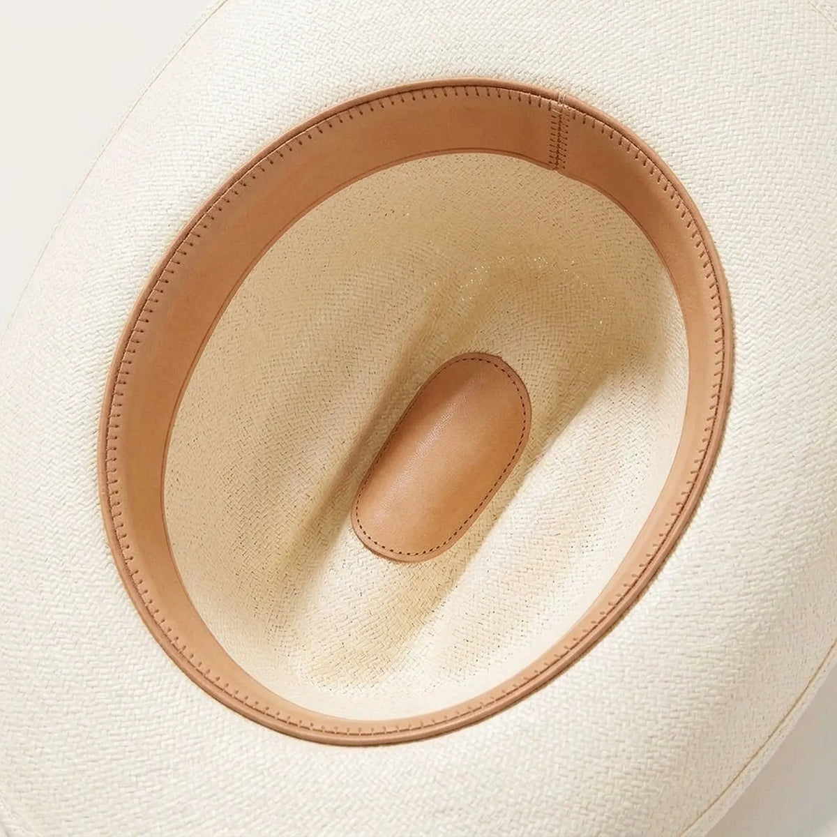Unisex White Straw Cowboy Hat with Tooled Leather Stud Band