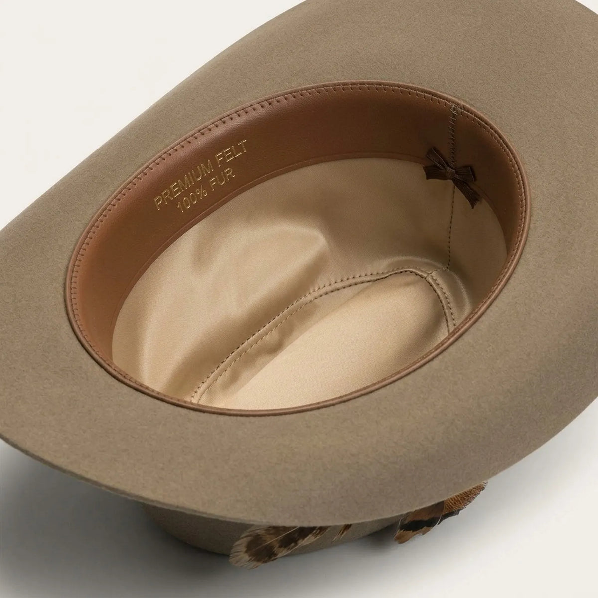 Camel Brown Felt Cowboy Hat with Pinched Crown and Curled Brim
