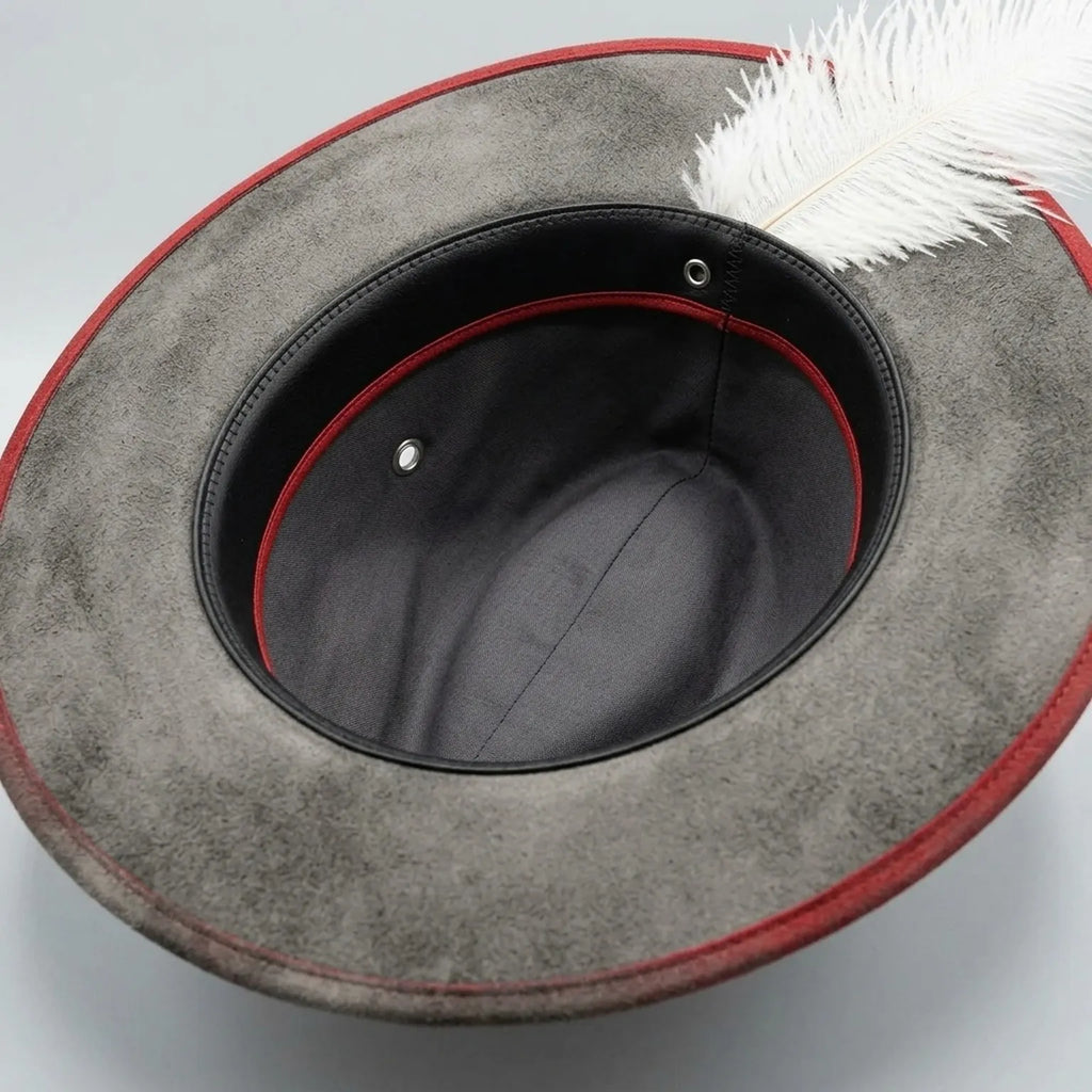 Two-Tone Black and Gray Fedora Hat with Paisley Band