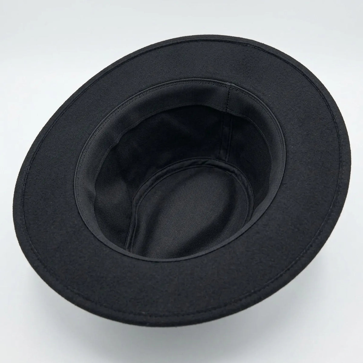 Black Wool Felt Western Fedora with Beaded Chain Band