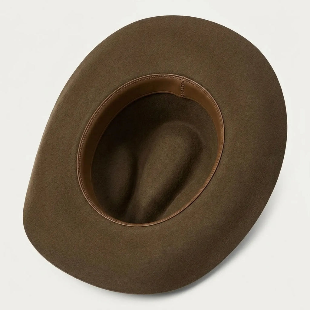 Unisex Brown Wool Felt Cowboy Hat with Studded Leather Band