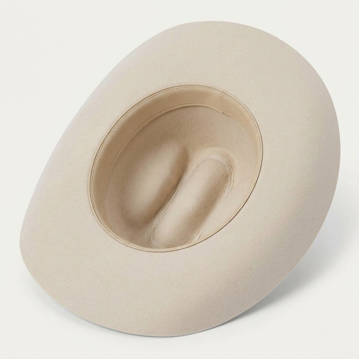 Unisex Cream Wool Felt Cowboy Hat with Ribbon Bow Detail