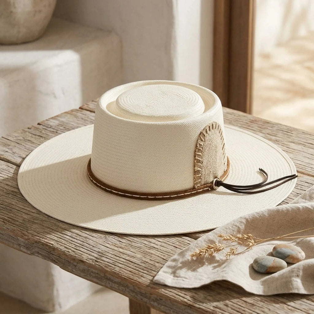 Dusty Rose Straw Sun Hat with Cut-Out Pattern and Band