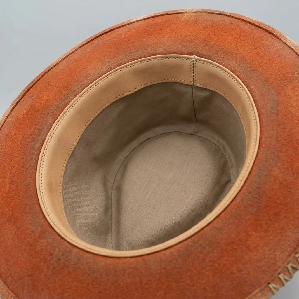 Vintage Rust Western Hat with Bandana Band and Beading