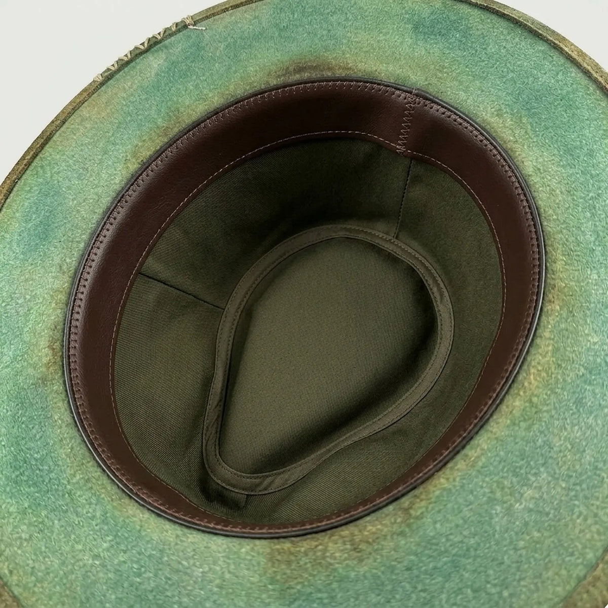 Moss Green Felt Fedora with Patterned Band and Wire Brim