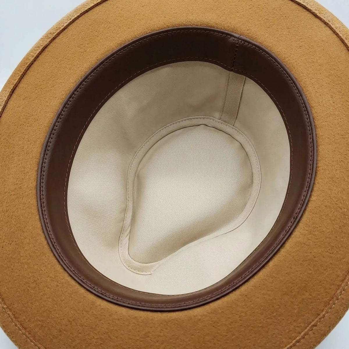 Hand-Painted Sun and Moon Fedora in Copper Rust Vegan Leather