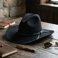 Black Felt Fedora Hat with Braided Band - Vintage Style