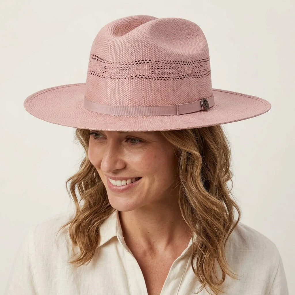 White Vented Straw Cowboy Hat with Black Ribbon Band