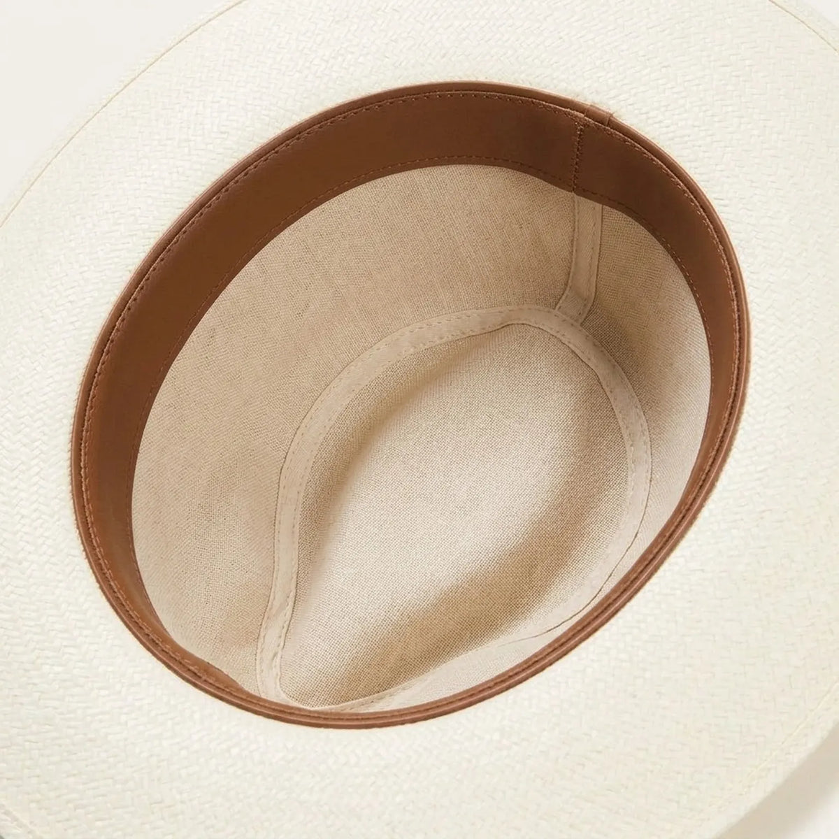 Unisex White Straw Western Hat with Leather Band and Brim Snaps