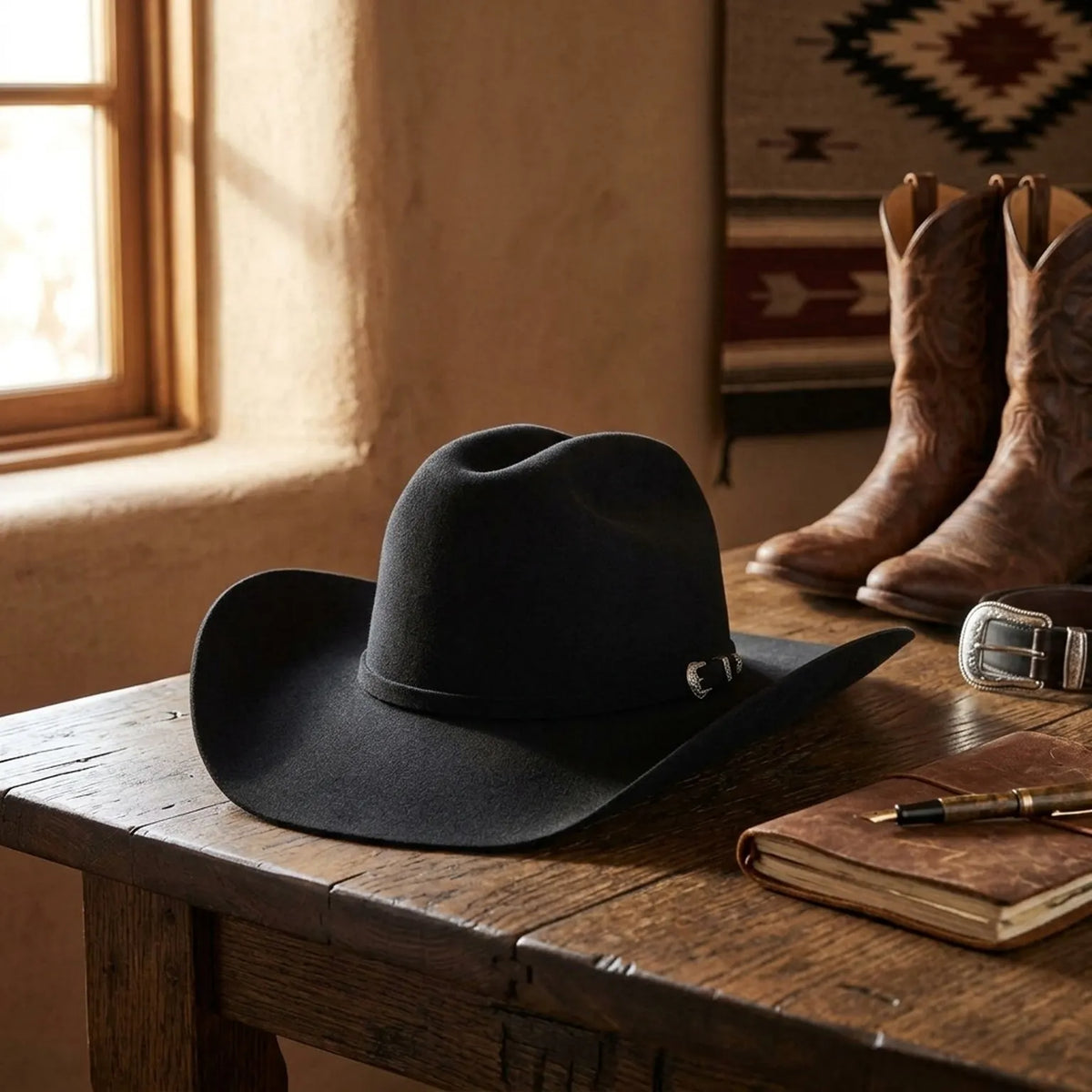 Black Cowboy Hat With Sleek Crown and Classic Band