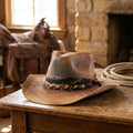Western Cowboy Hat with Snake Print and Braided Jute Band
