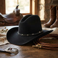 Black Felt Western Cowboy Hat with Studded Leather Band