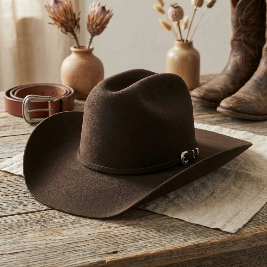 Chocolate Brown Felt Cowboy Hat with Classic Western Shape