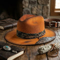 Rust Orange Fedora with Snakeskin Band and Crocodile Patch