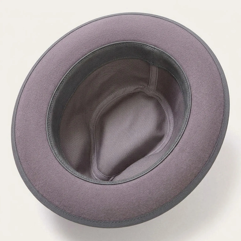 Unisex Light Grey Wool Felt Fedora Hat with Ribbon Band