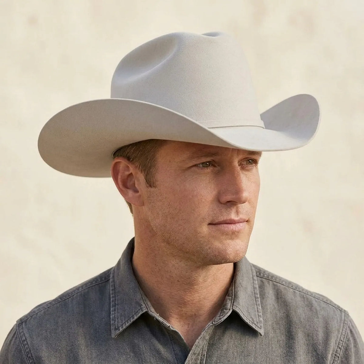Unisex Off White Wool Felt Cowboy Hat for Country Style