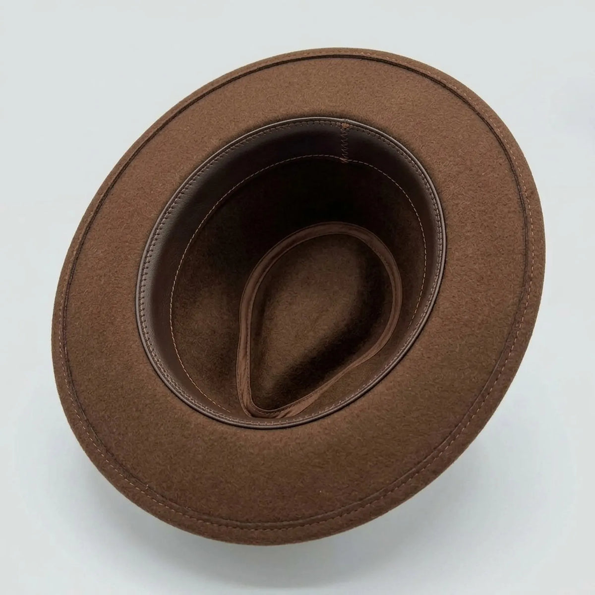 Hand-Painted Brown Western Fedora with Feather and Leather Band