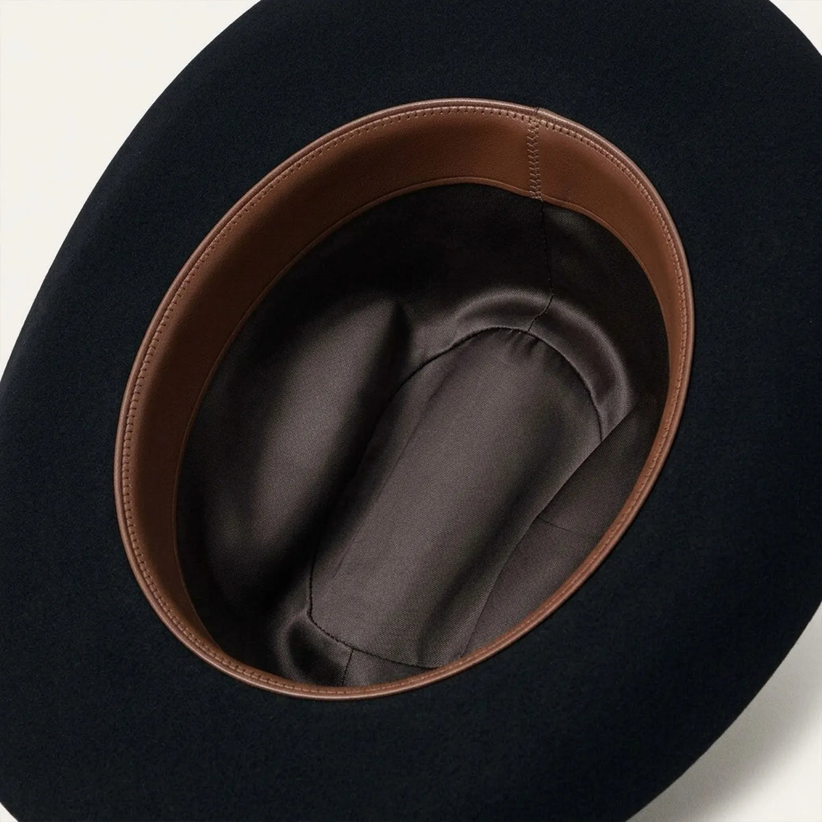 Black Felt Western Cowboy Hat with Feather Accent, Wide Flat Brim