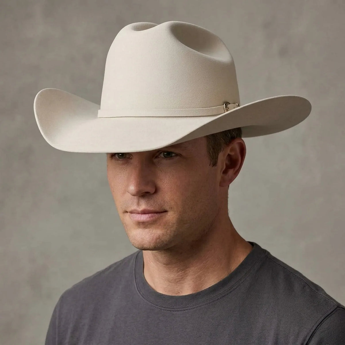 Ivory Wool Felt Cowboy Hat with Matching Band and Pin