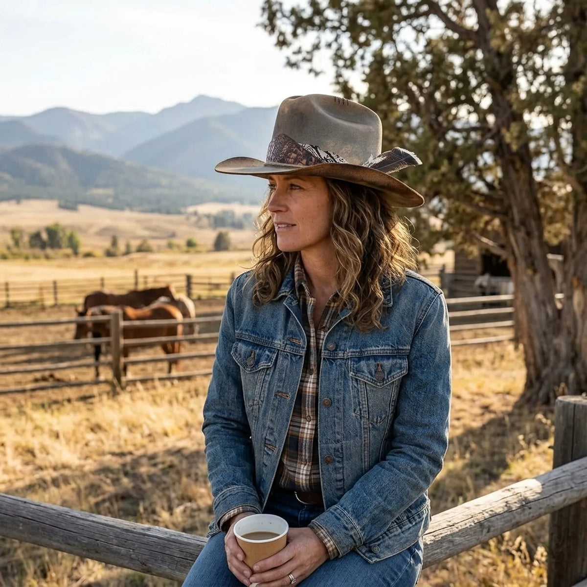 Weathered Tan Western Hat with Croc Leather and Bandana Band