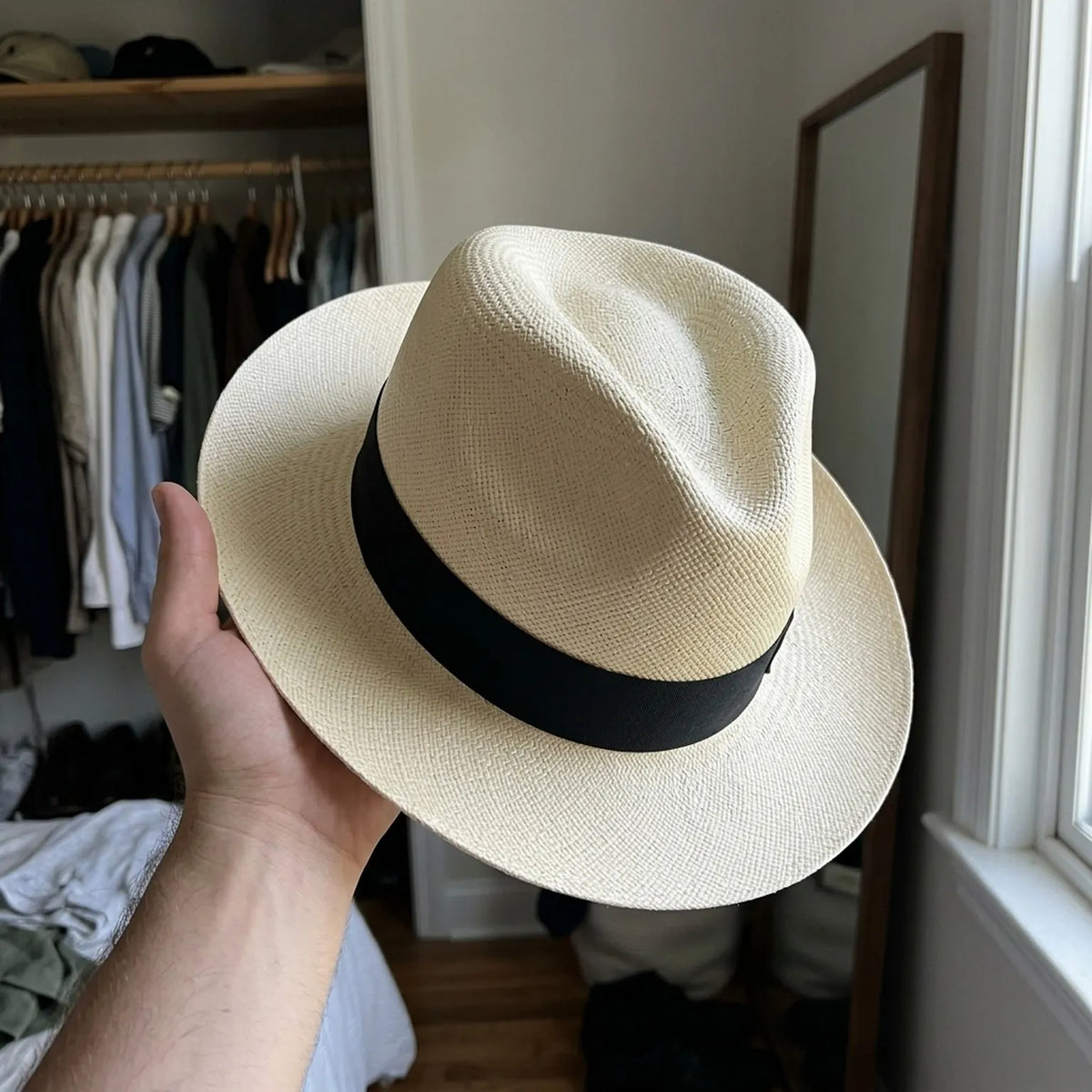 Ivory Straw Fedora with Black Band for Timeless Summer Style
