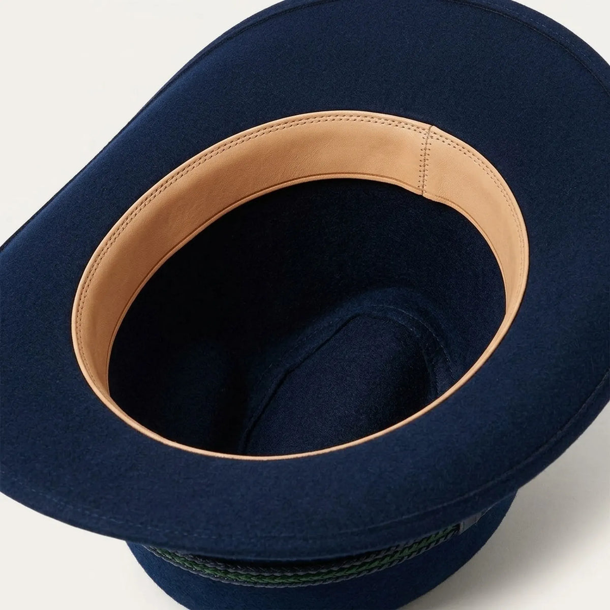Navy Wool Felt Cowboy Hat with Braided Band and Brim