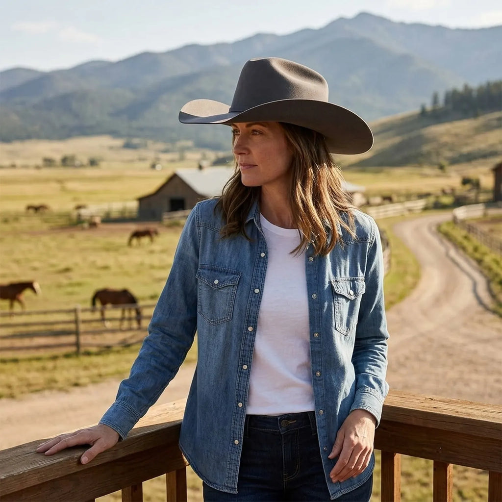Charcoal Grey Felt Cowboy Hat with Classic Western Style