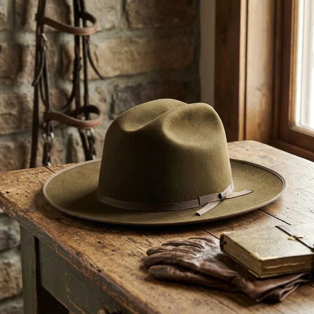 Brown Wide Brim Felt Western Hat with Classic Shape