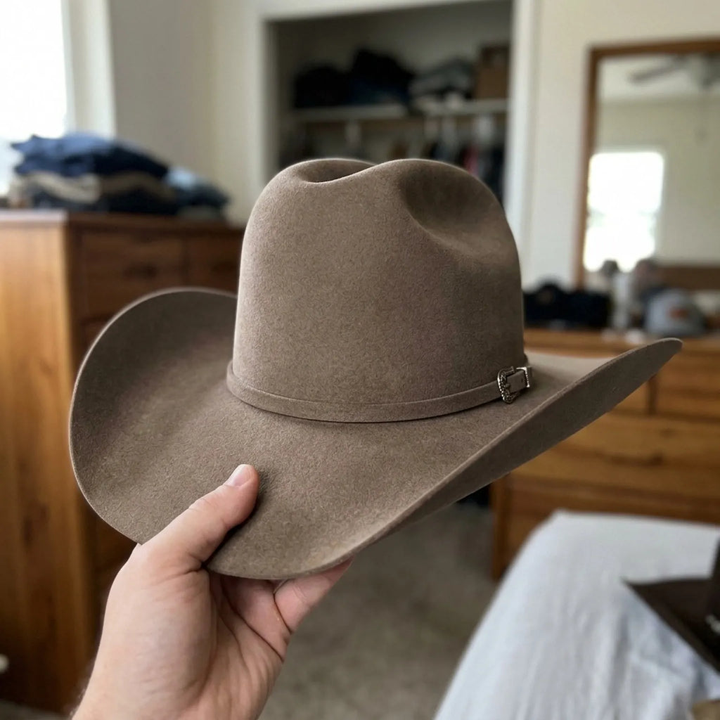 Beige Wool Felt Cowboy Hat with Classic Shape