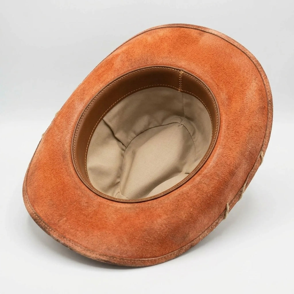Rust Felt Cowboy Hat with Cow Print Brim and Paisley Bandana