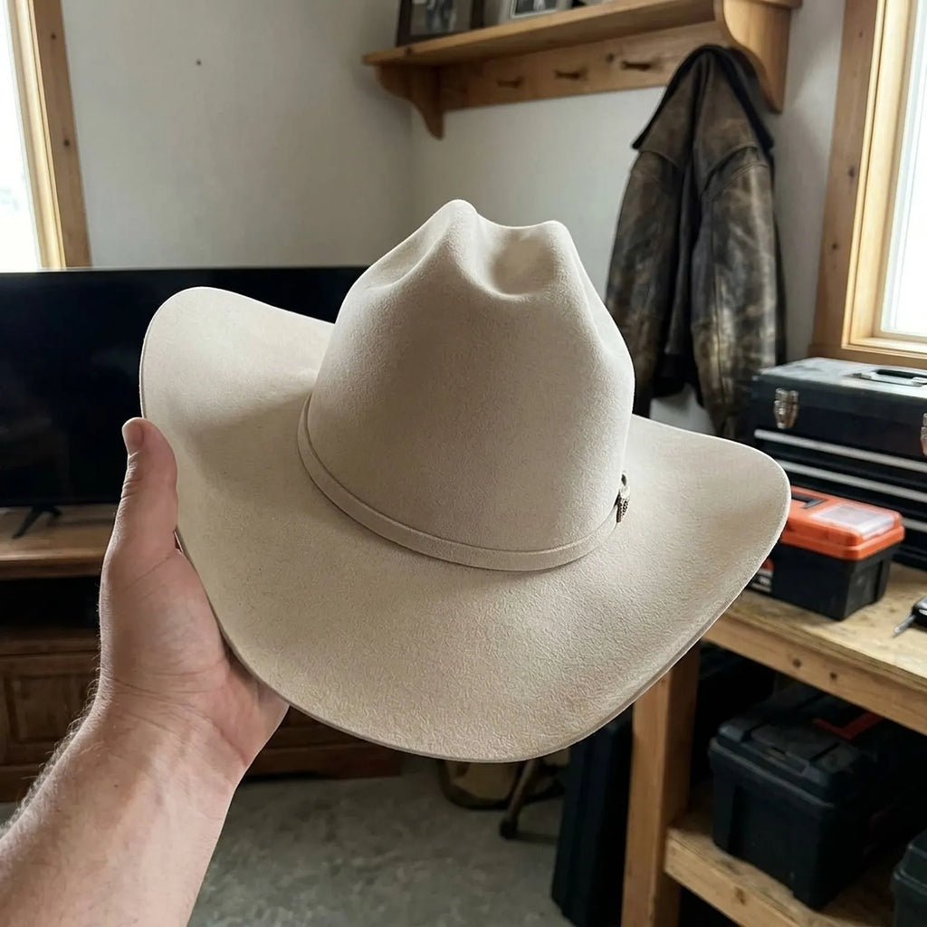 Ivory Wool Felt Cowboy Hat with Matching Band and Pin
