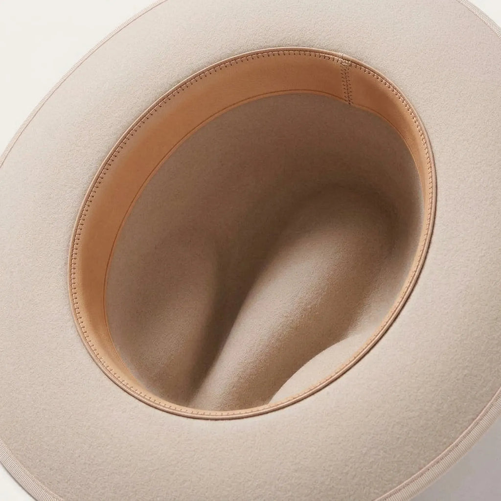 Ivory Wool Felt Western Hat with Band Strap and Pin