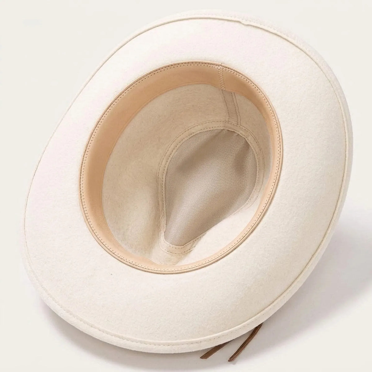Unisex White Wool Felt Western Hat with Tassel Band