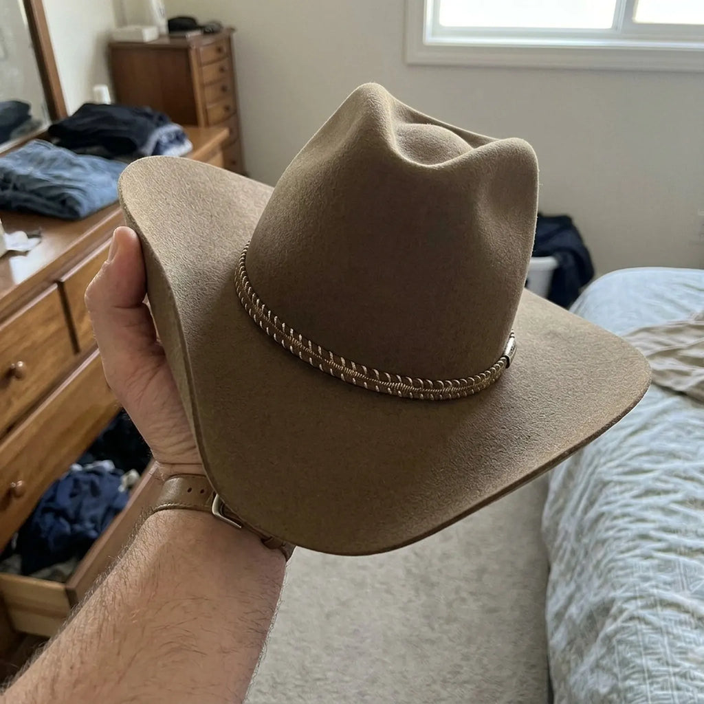 Tan Wool Felt Cowboy Hat With Braided Band Detail
