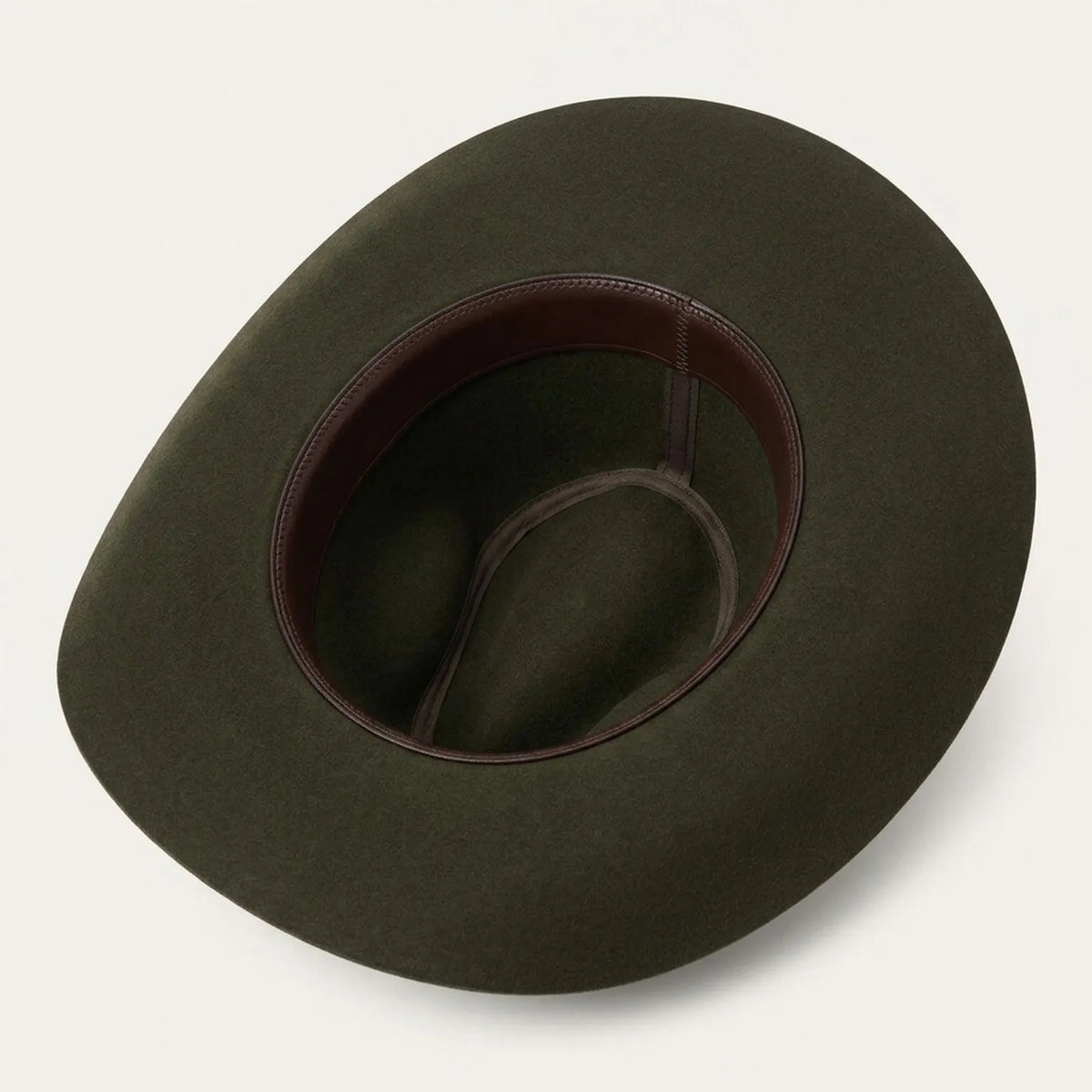 Olive Wool Felt Western Hat with Braided Leather Band Detail