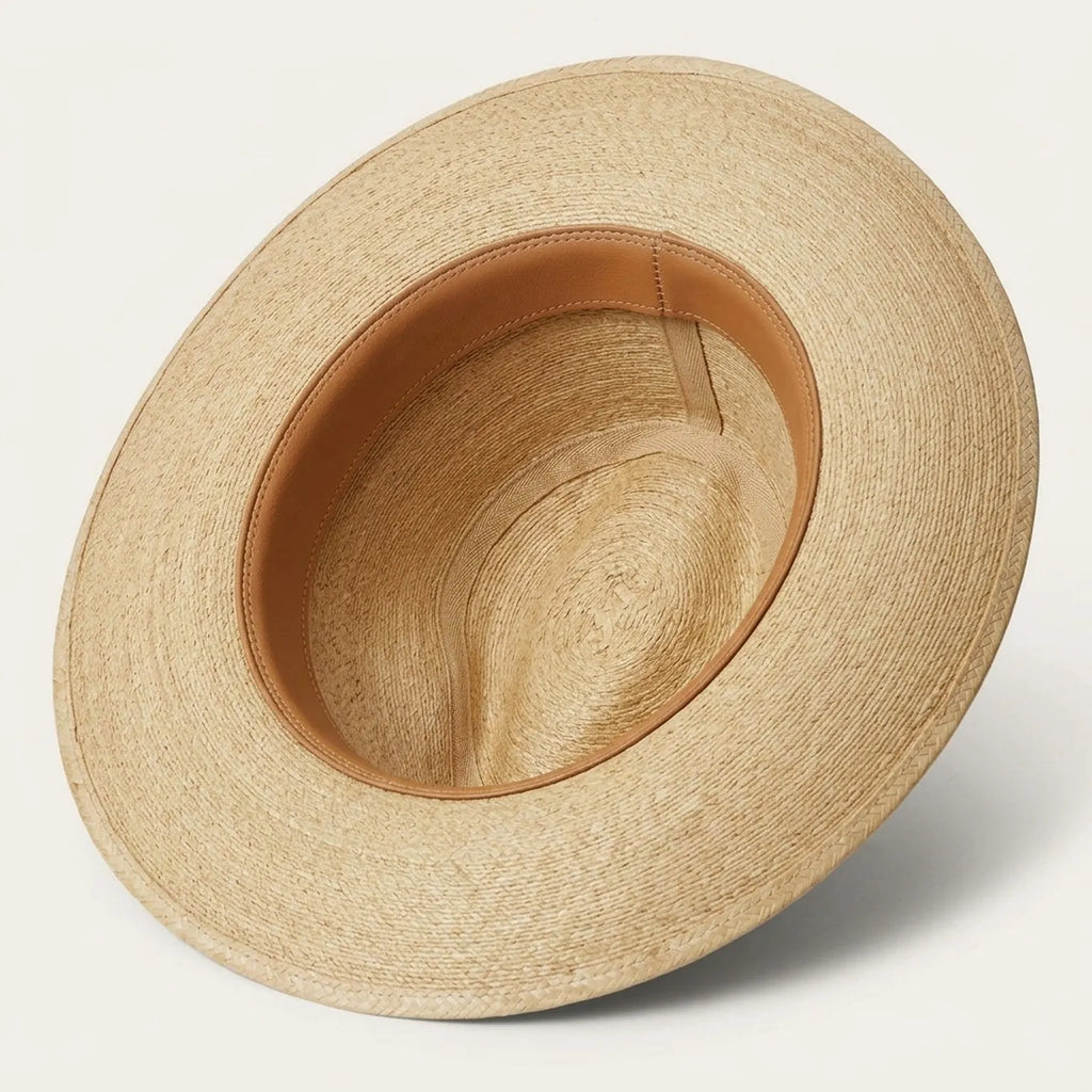Natural Tan Straw Panama Hat with Brown Grosgrain Ribbon