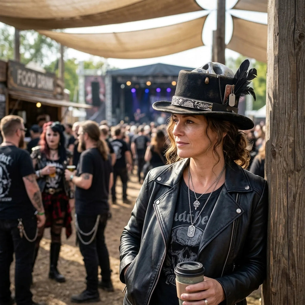 Black Top Hat Skull Crown Bullet Accents Snake Band Gothic Western