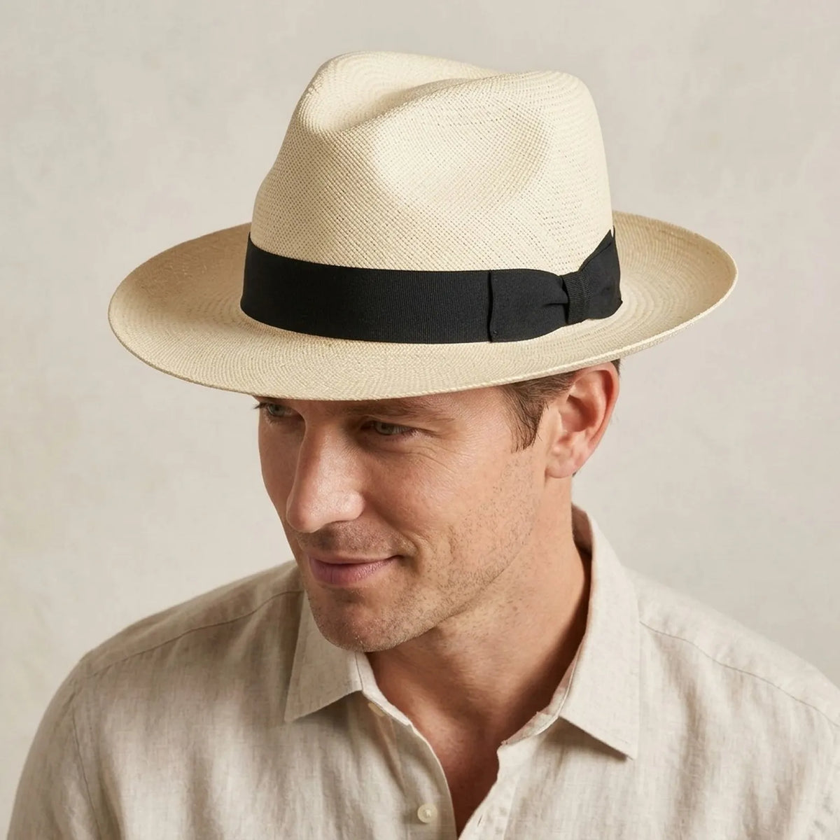 Ivory Straw Fedora with Black Band for Timeless Summer Style