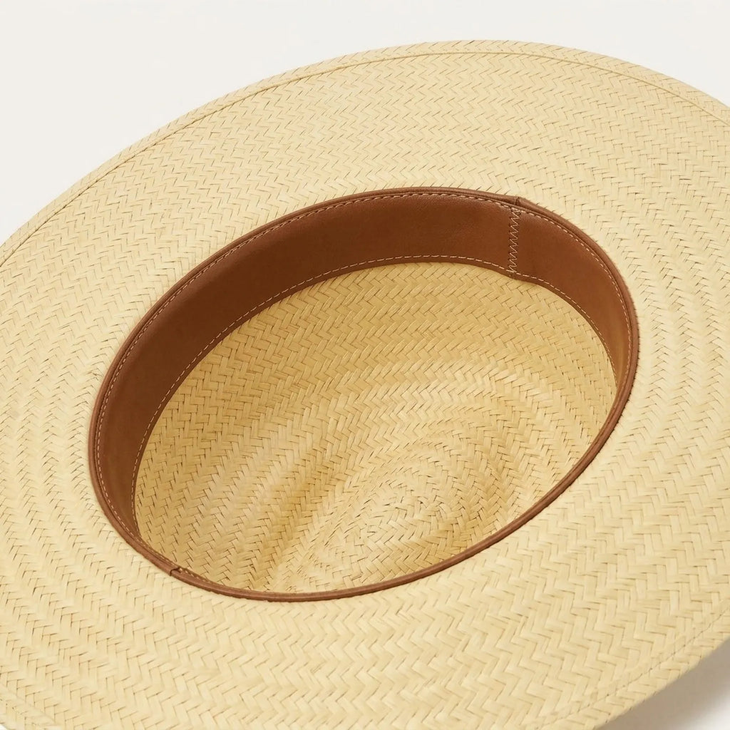 Natural Straw Sun Hat with Leather Cord for Garden and Beach Days