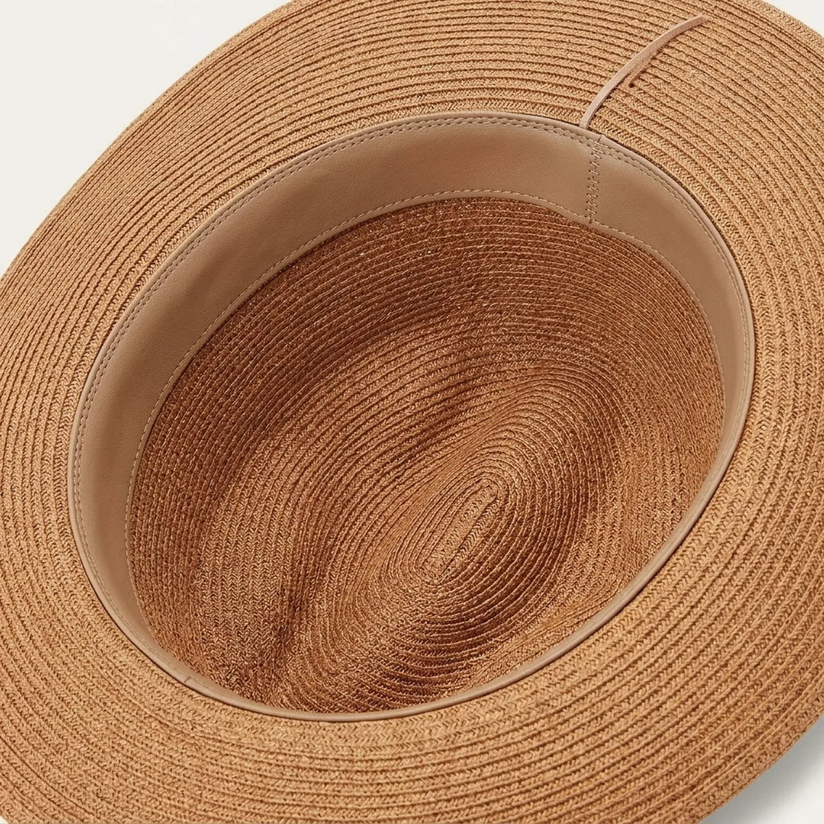 Tan Straw Fedora with Leather Cord Band for Summer Festival Style