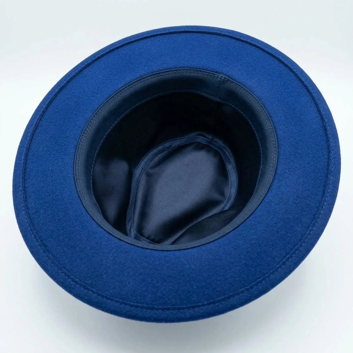 Royal Blue Felt Fedora with Evil Eye Charms Gold Embroidery