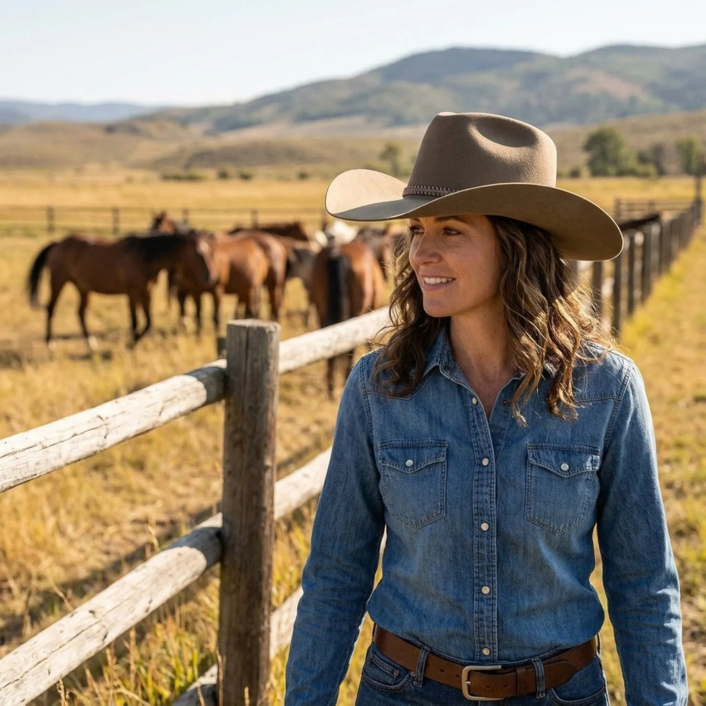 Tan Wool Felt Cowboy Hat With Braided Band Detail