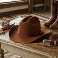 Rust Felt Western Hat with Grosgrain Ribbon - Cowboy Style