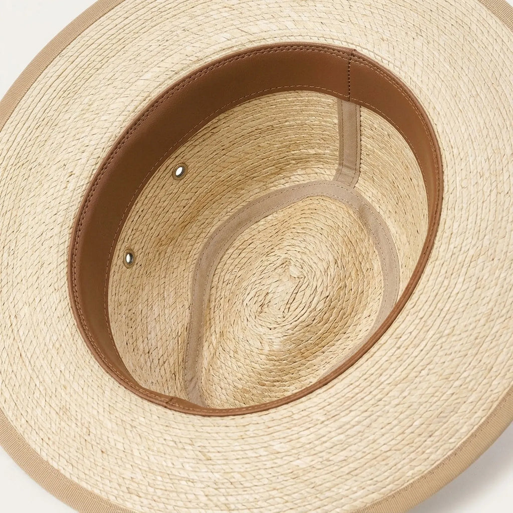 Natural Straw Sun Hat with Feather Band and Wide Brim Crown