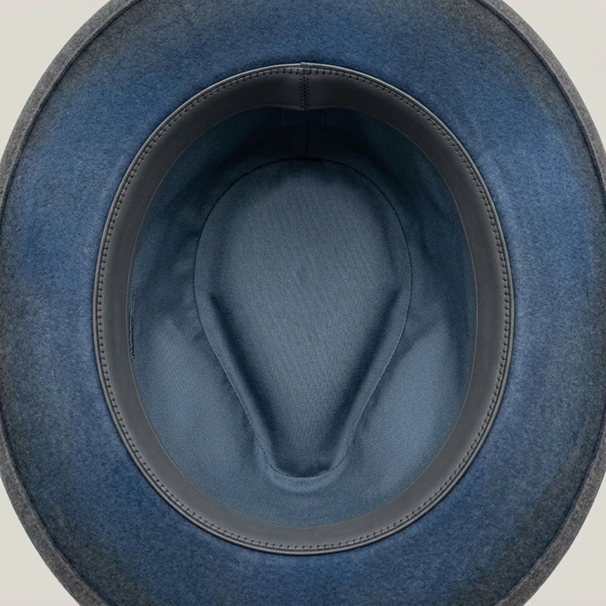 Two-Tone Blue Wool Fedora with Grey Ribbon Bow Detail