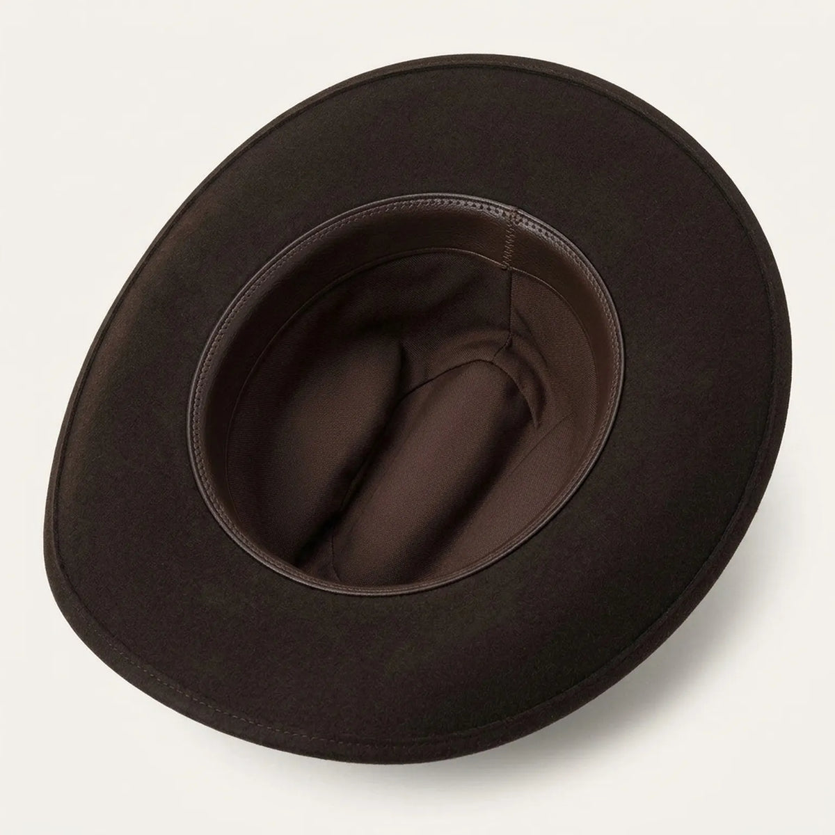 Dark Brown Wool Felt Cowboy Hat with Ribbon and Feather Detail