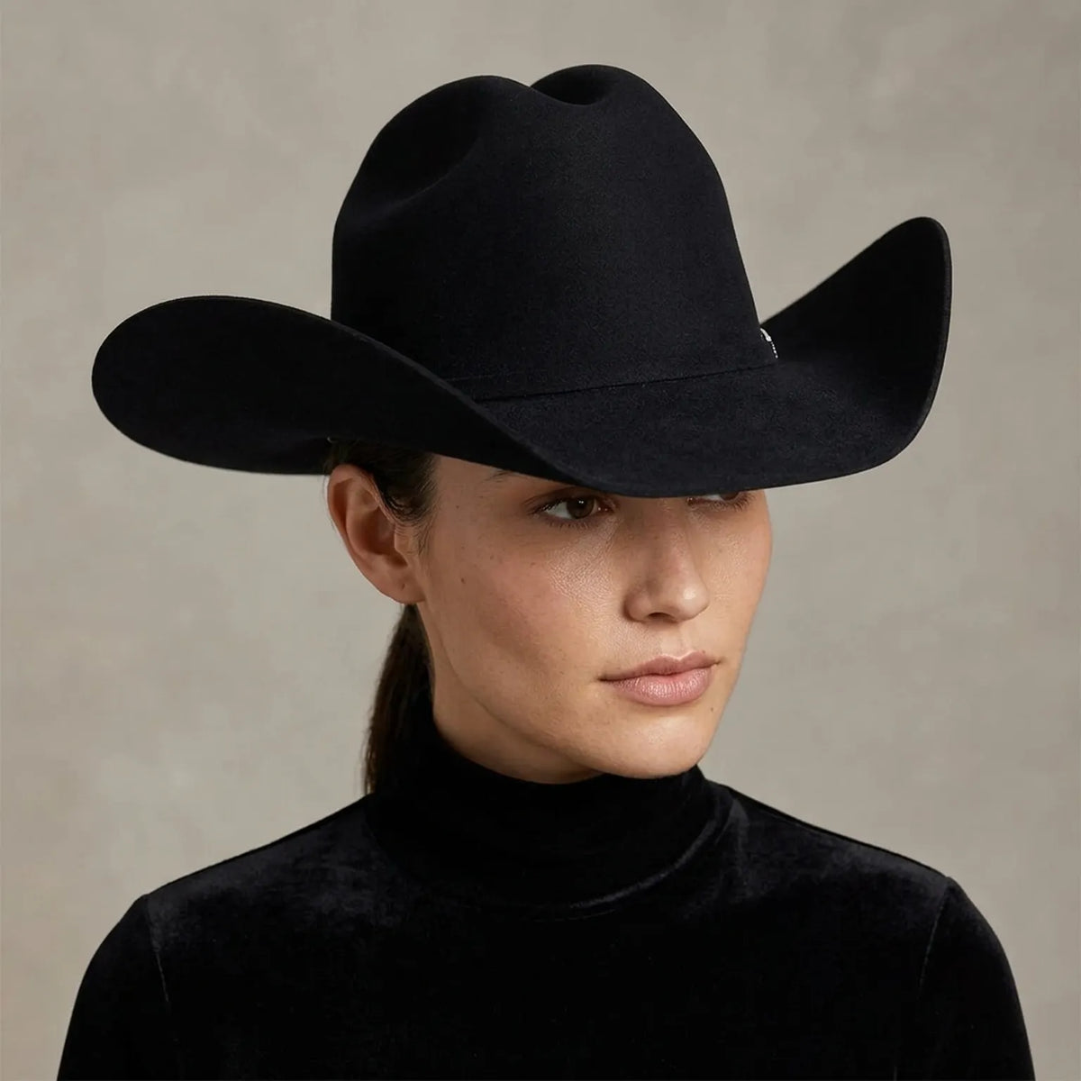 Black Wool Felt Cowboy Hat with Silver Concho Accent Band