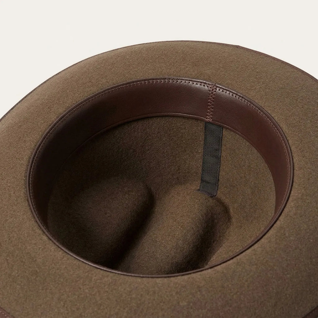 Medium Brown Wool Felt Western Hat with Grosgrain Band Pin