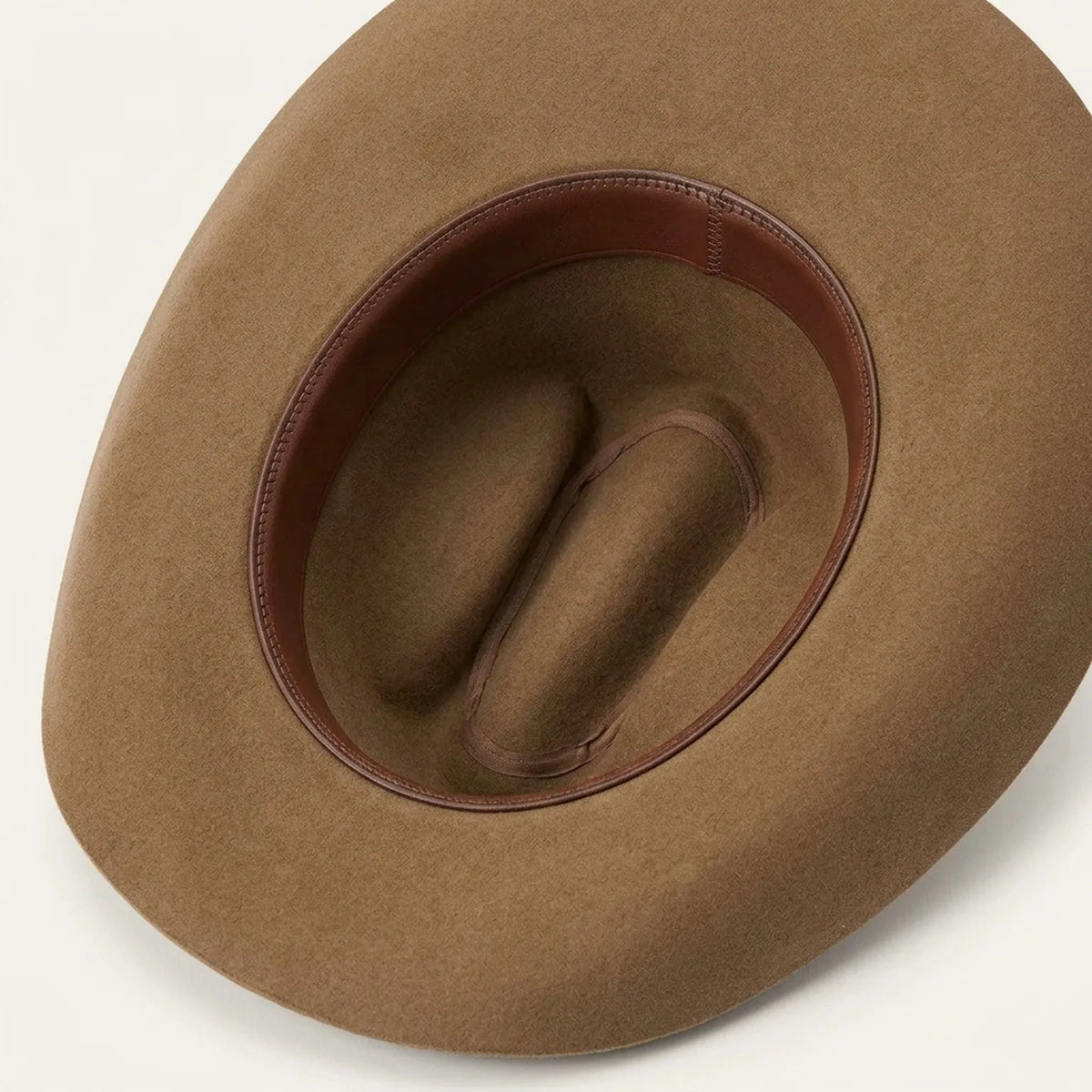 Tan Western Wool Felt Cowboy Hat with Tooled Leather Band