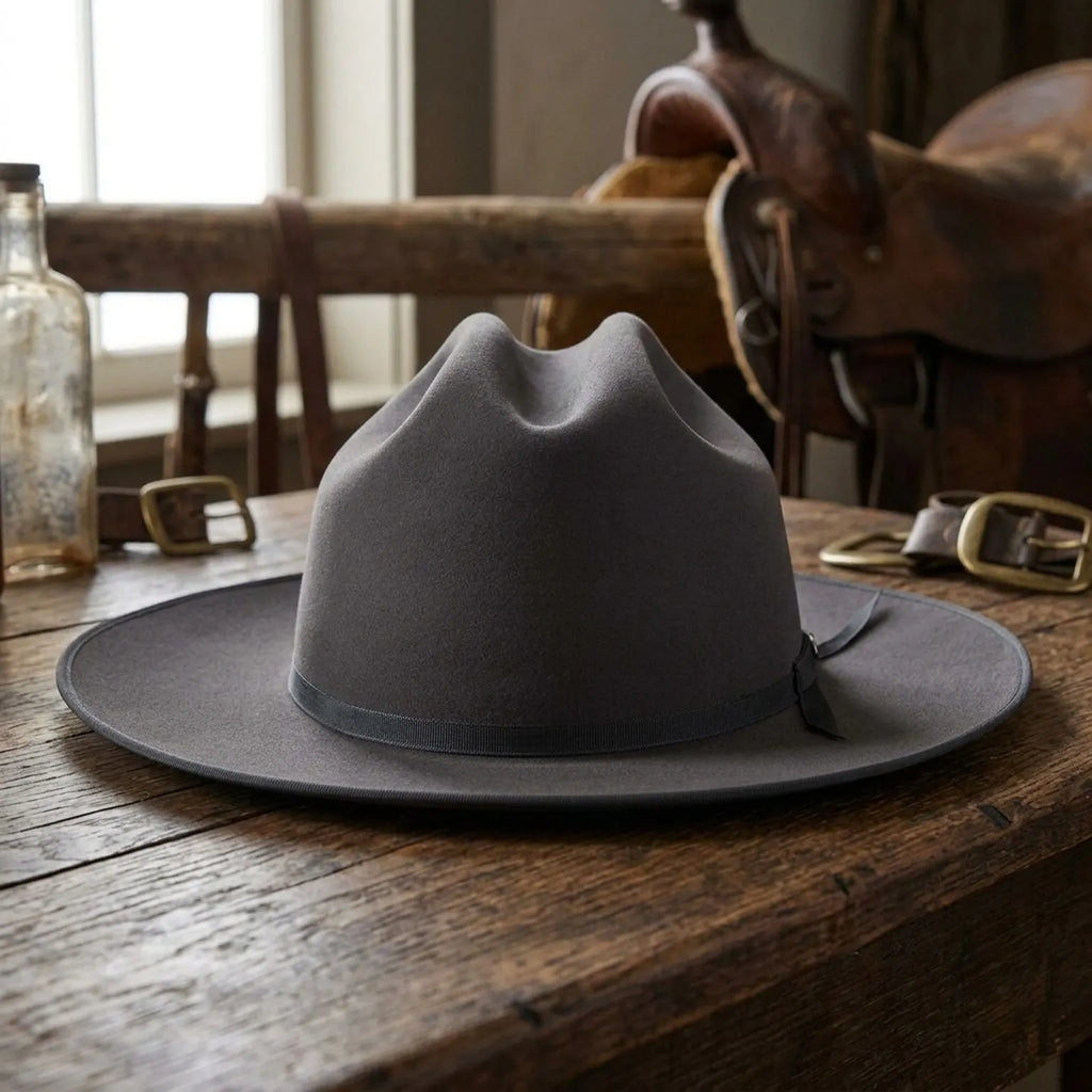 Dark Grey Felt Fedora Hat with Black Grosgrain Band - Classic